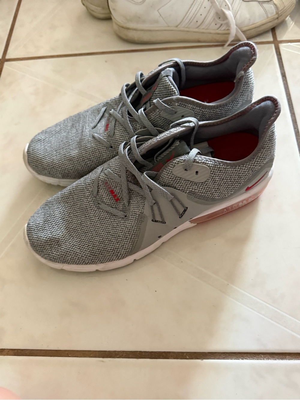 Nike Light Gray AirMax with Red Accents